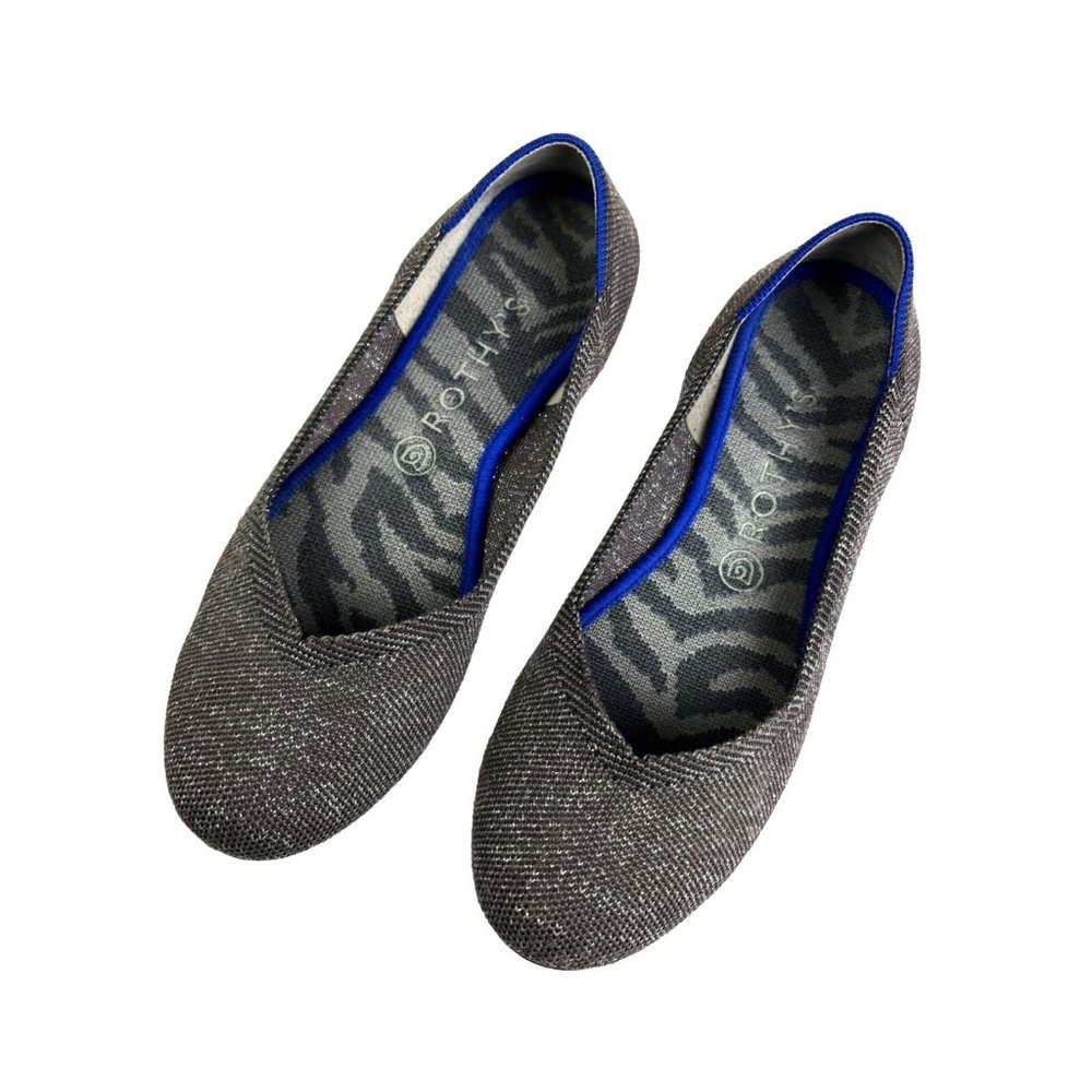 Rothy's Twilight Metallic Retired Flats Rare Color‎ Purple Gray Women's 9 EUC